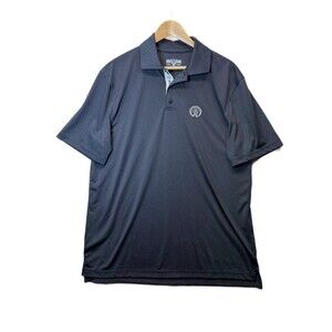 Levelwear Polo Mens Large Black Ridge CC Logo Golf Performance Short Sleeve